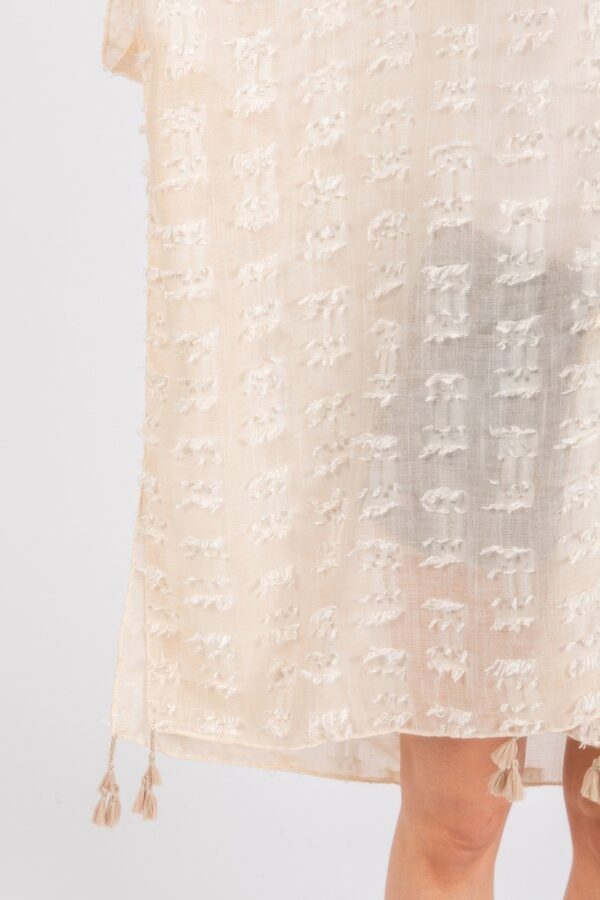 Sheer Tassel Kimono – Distressed Textured Cover-Up