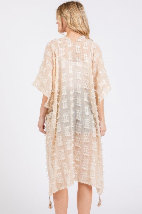 Sheer Tassel Kimono – Distressed Textured Cover-Up