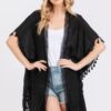 Crochet Kimono Cover-Up with Tassel Trim