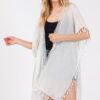Crochet Kimono Cover-Up with Tassel Trim