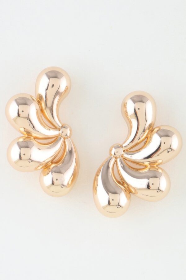 Flower Halves Teardrop Earrings – Gold-Plated