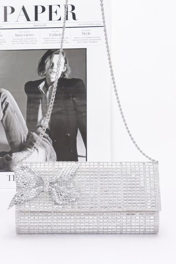Rhinestone Bow Evening Clutch – Sparkle Party Bag