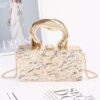 Metallic Acrylic Box Clutch with Removable Chain