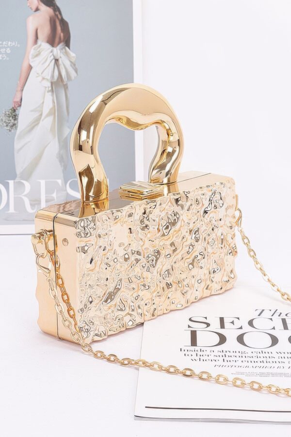 Metallic Acrylic Box Clutch with Removable Chain