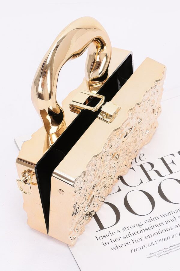 Metallic Acrylic Box Clutch with Removable Chain