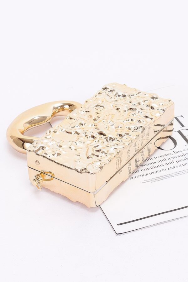 Metallic Acrylic Box Clutch with Removable Chain