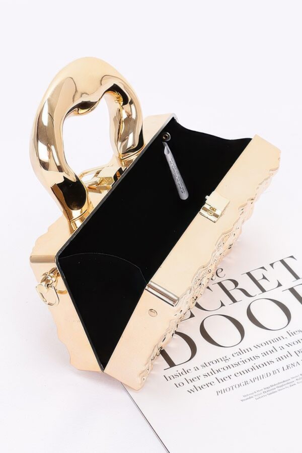 Metallic Acrylic Box Clutch with Removable Chain