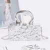 Metallic Acrylic Box Clutch with Removable Chain