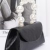 Metallic Flap Bag with Pearl-Accent Handle