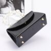 Metallic Flap Bag with Pearl-Accent Handle