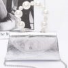 Metallic Flap Bag with Pearl-Accent Handle