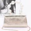Metallic Flap Bag with Pearl-Accent Handle