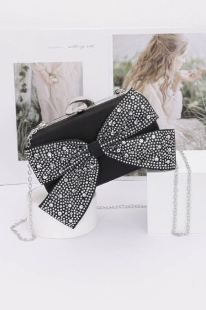 Rhinestone Ribbon Nylon Hard-Case Clutch