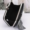 Rhinestone Ribbon Nylon Hard-Case Clutch