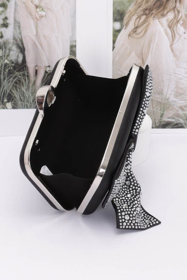 Rhinestone Ribbon Nylon Hard-Case Clutch
