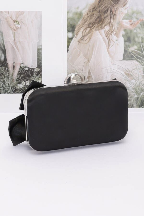 Rhinestone Ribbon Nylon Hard-Case Clutch