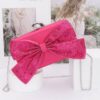 Rhinestone Ribbon Nylon Hard-Case Clutch