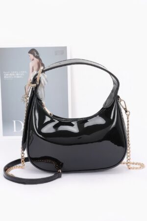 Enamel Hobo Bag with Chain Strap