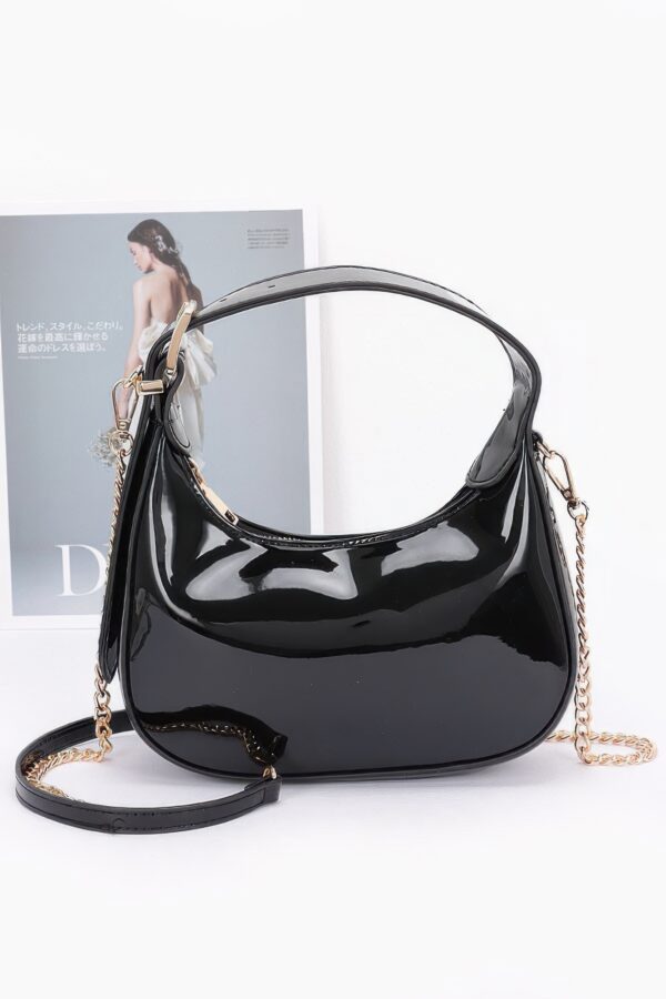 Enamel Hobo Bag with Chain Strap