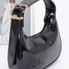 Enamel Hobo Bag with Chain Strap