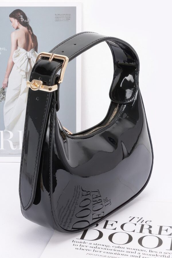 Enamel Hobo Bag with Chain Strap