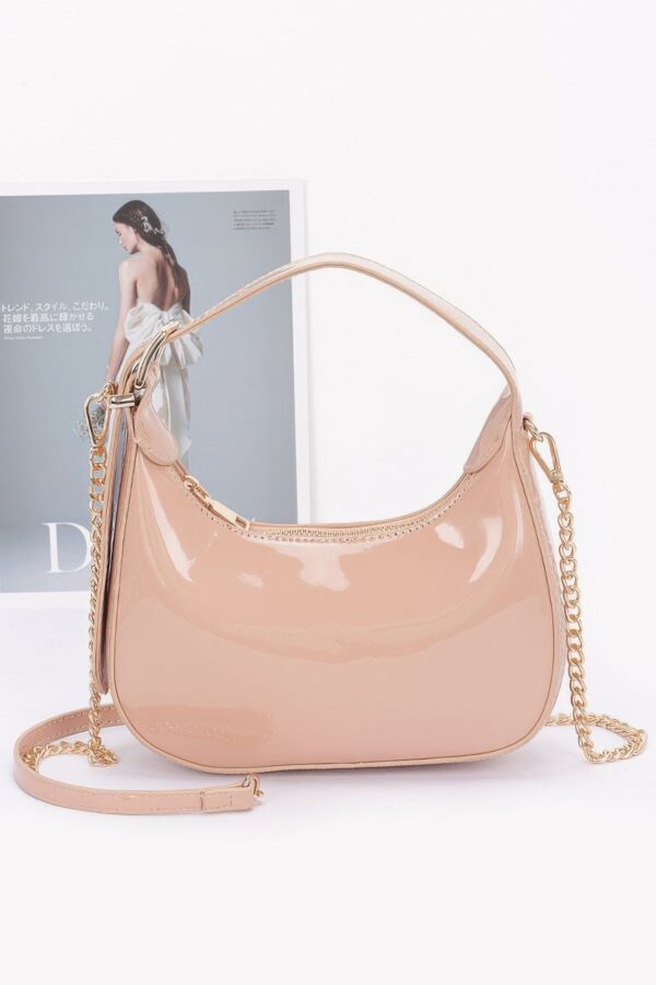 Enamel Hobo Bag with Chain Strap