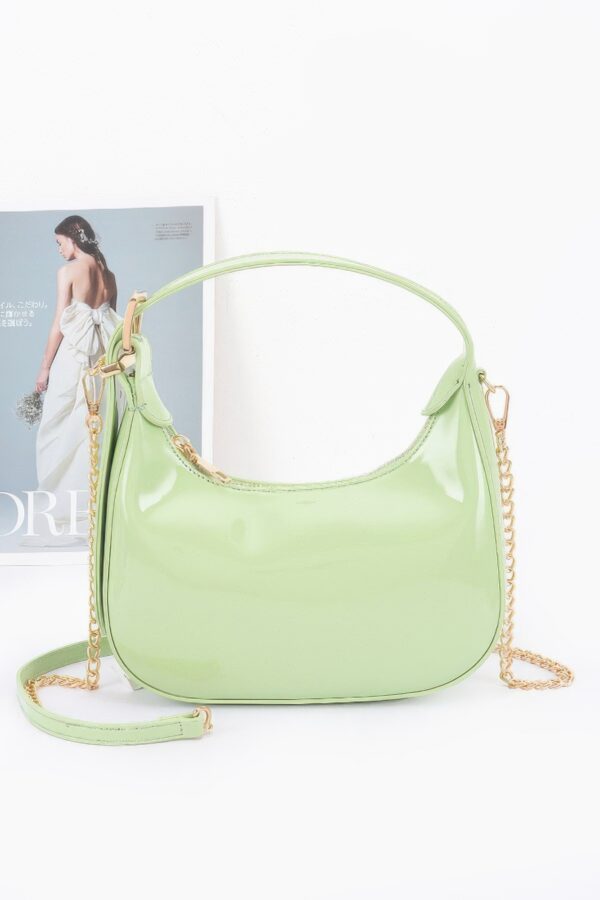 Enamel Hobo Bag with Chain Strap