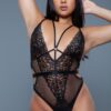 Elise Bodysuit – Strappy Plunge Lace Design