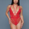 Elise Bodysuit – Strappy Plunge Lace Design