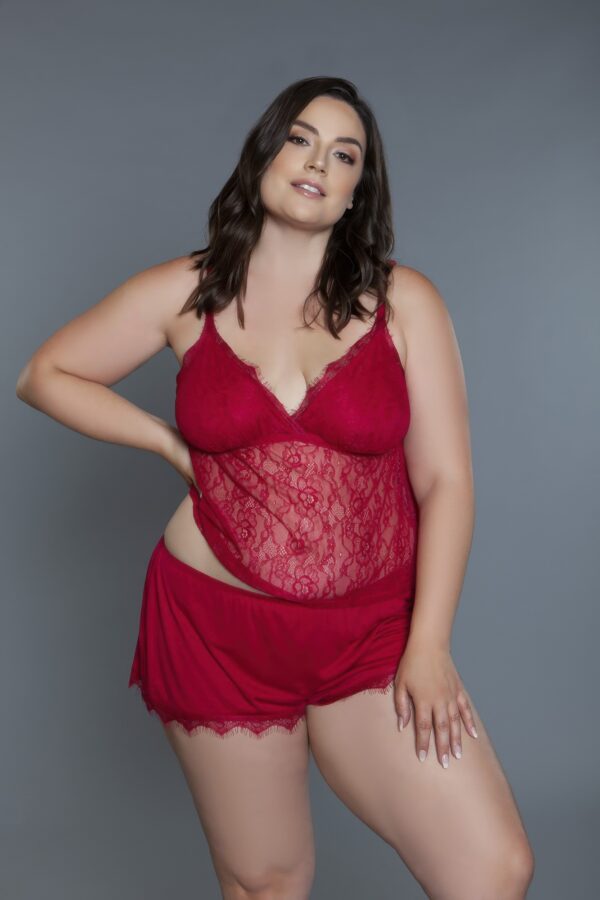 Paris Lace-Trim Cami & Short Set – Lightweight Knit