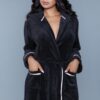 Alyssa Plush Hooded Robe with Satin Piping