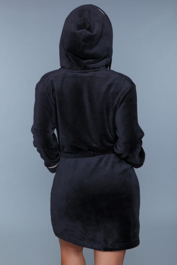 Alyssa Plush Hooded Robe with Satin Piping