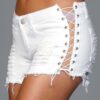 Looped In Distressed Lace-Up Shorts