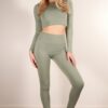 Long Sleeve Crop Top & High-Waist Leggings Set