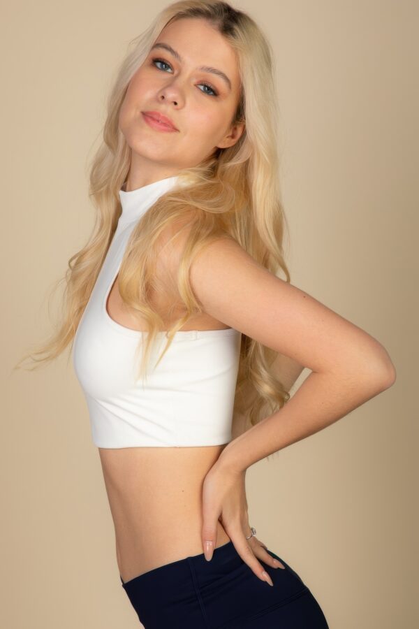 High-Neck Racerback Sleeveless Top – Four-Way Stretch