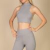 High-Neck Racerback Sleeveless Top – Four-Way Stretch
