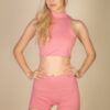 High-Neck Racerback Sleeveless Top – Four-Way Stretch
