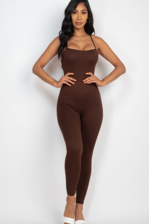 Criss-Cross Open-Back Bodycon Jumpsuit