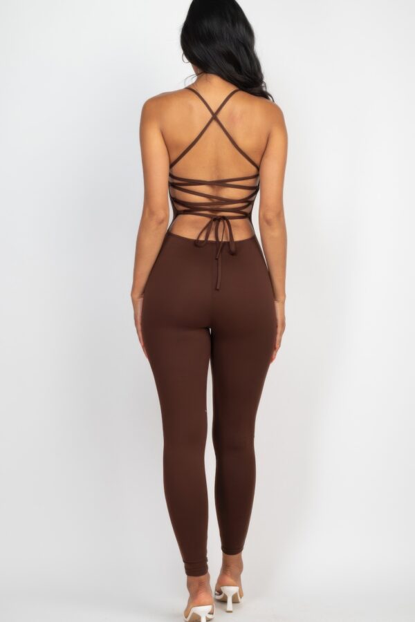 Criss-Cross Open-Back Bodycon Jumpsuit