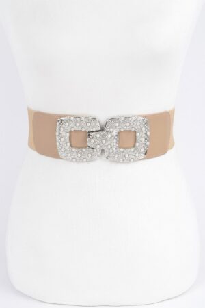 Pearl & Rhinestone Buckle Elastic Waist Belt