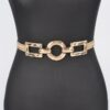 Stretch Belt with Hammered Circular Metal Buckle