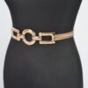 Stretch Belt with Hammered Circular Metal Buckle