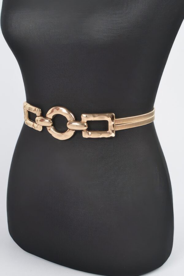 Stretch Belt with Hammered Circular Metal Buckle