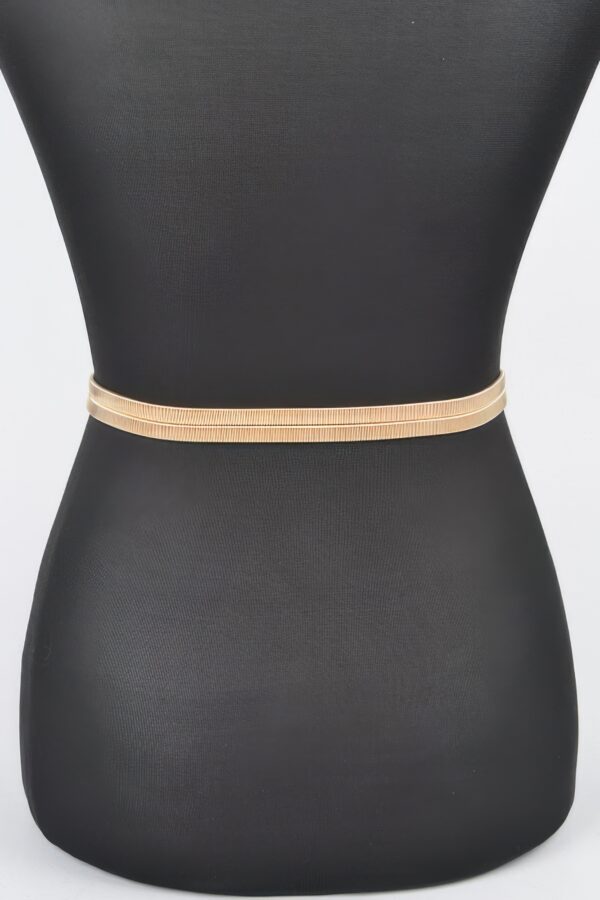 Stretch Belt with Hammered Circular Metal Buckle