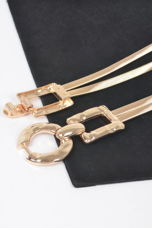 Stretch Belt with Hammered Circular Metal Buckle
