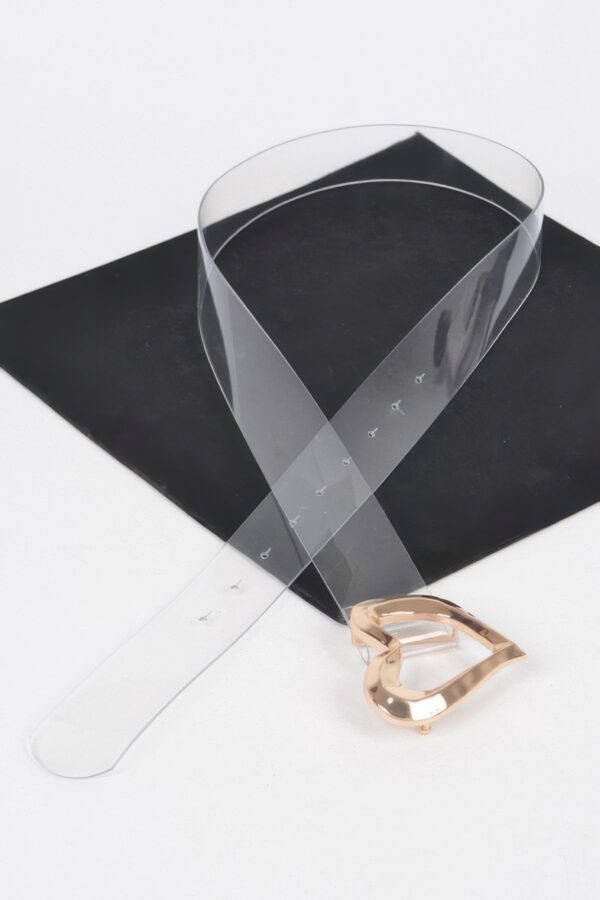 Clear PVC Belt with Heart-Shaped Metal Buckle