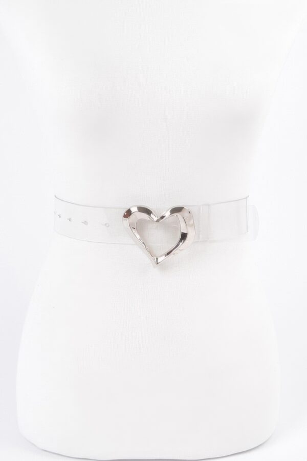Clear PVC Belt with Heart-Shaped Metal Buckle