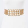 Metallic Straw Stretch Belt with Rhinestones