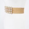Metallic Straw Stretch Belt with Rhinestones