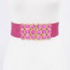 Metallic Straw Stretch Belt with Rhinestones